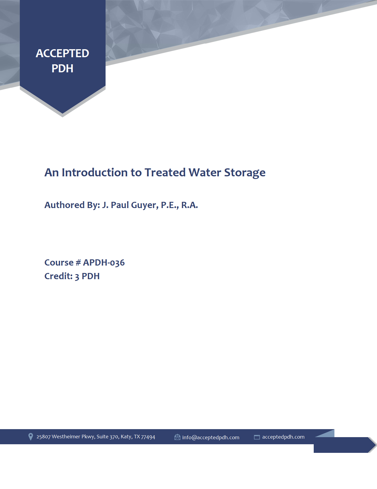 Treated Water Storage